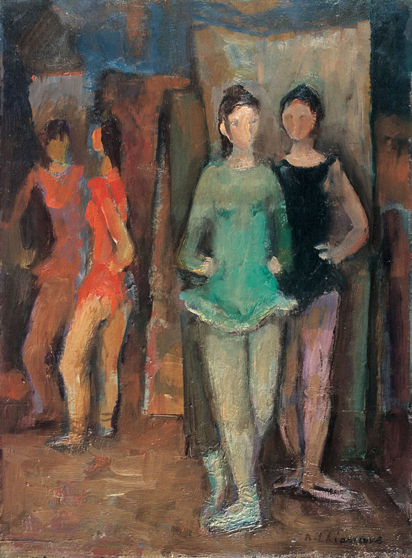 Ballerine in scena, anni ’70, olio, Ponticelli (Na), collezione privata